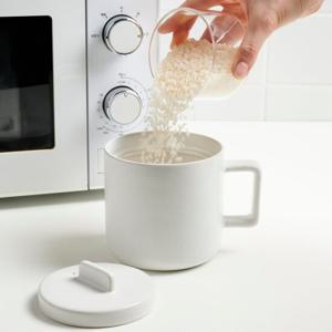 [JAJU/자주] 전자레인지용 1인 도자기 밥솥_650ml_화이트