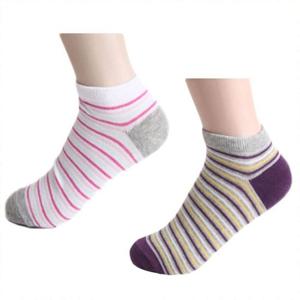 여자 발목양말 줄무늬 쓰리톤 패션 삭스 면양말