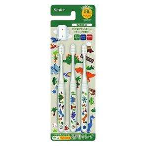 스케이터 다이노사우루스 아동용 칫솔 3P 세트 (캡포함) STEP2