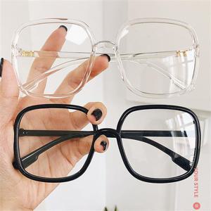 빅사이즈 스퀘어 투명 뿔테 사각 패션 안경테 블루라이트 차단 남자 여자