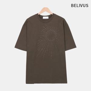 빌리버스 남자 라운드 반팔 오버핏 프린팅 티셔츠 BOF001