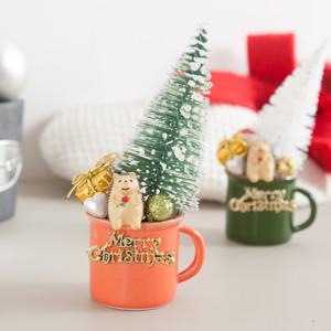 크리스마스 미니트리 화분 솔머그컵 set 15cm 2컬러 장식 소품 테이블 탁상용 행사 촬영 데코 꾸미기