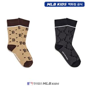 [MLB키즈US] (7ASOMD25N) 모노그램 자카드 일대일 양말 아동양말 키즈양말