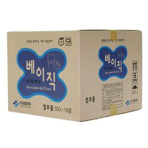 베이직 점보롤화장지 (무형광 300m 16롤) 베이직점보롤 대용량화장지 업소용화장지