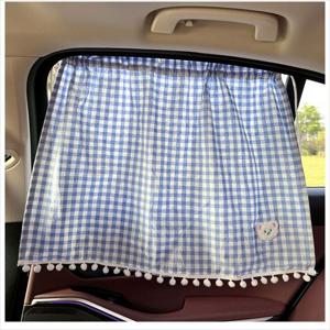 D24 체크무늬 탈부착 큐방 햇빛가리개 카커튼