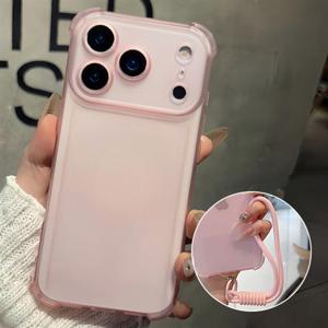 아이폰17 에어 프로 맥스 풀커버 범퍼 반투명 젤리 스트랩케이스