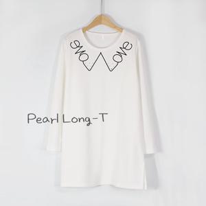 해피통통 빅사이즈 진주러브 긴팔티 라운드넥 봄 가을 여성롱티