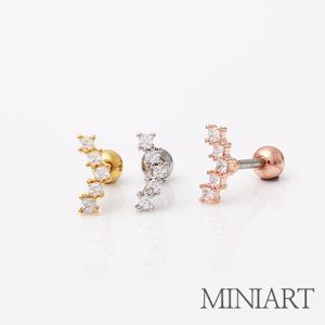 [미니아트] 9mm 심플 큐빅 스틱 바 써지컬스틸 피어싱 한쪽판매