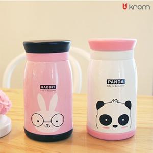 크롬 동물 일러스트 보온병