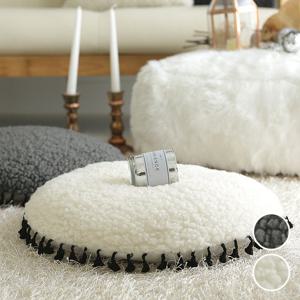 컬리 헤어 타슬 원형방석-그레이,아이보리(커버만)