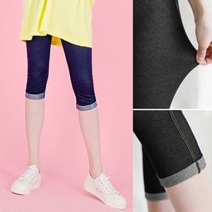 데님 7부레깅스 여름밴딩 스판 빅사이즈 롤업청바지