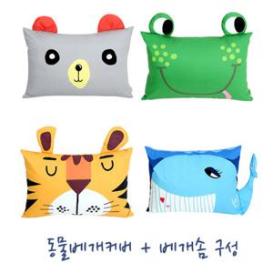 룸마이룸 애니멀 캐릭터 베개커버(솜포함)/애착베개