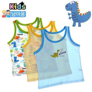 [아동런닝] 물랑키즈 디노 남런닝 3매/남아런닝/키즈런닝