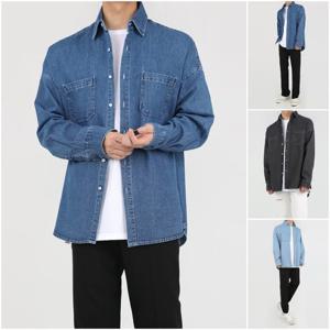 [프랭키뉴욕]남자 청남방 데님셔츠 연청 진청 블랙_IS1FSH08