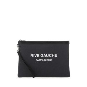 SAINT LAURENT 차콜 캔버스 리브 고슈 클러치 58136996NAE 1298
