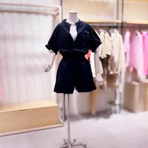 [시에로]SJ2OPF522_하이넥 허리스트링 반팔 점프수트