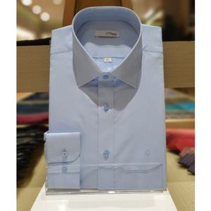 듀퐁셔츠 일반핏 긴팔 SE4SM11LS104SBU 스트레치원단 논 아이런 블루