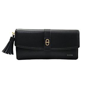 [에스콰이아]신상 심플 클래식 소가죽 플랩 여성 3단 장지갑 ECDSPR610BK