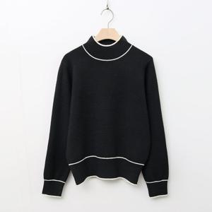 샵앤) 여성 반목 배색띠 오피스룩 니트 DGB-WKN-4047-블랙