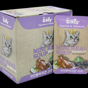 더캣츠 미니리얼스프 가다랑어 치킨 스프 40gx20개입 고양이사료 고양이스프 애묘사료 애묘용사료 고양이가