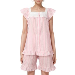 [바바라(언더웨어)]부드러운 스트라이프 여성파자마(AWP4603S핑크)
