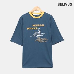 빌리버스 남자 반팔 티셔츠 배색 프린팅 링거티 BYM013