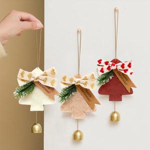 구디푸디 [체험특가] 리본 벨벳 미니 트리 오너먼트 오브제 도어벨 장식 소품 3종세트