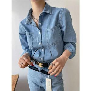 [바이어스]봄 여성 워싱 데님 여자 청남방 셔츠 (9437894)