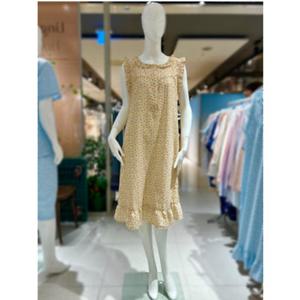 [비너스]VGN4534   여름쾌적 쿨 지지미 라운드 넥 나시원피스 학생잠옷