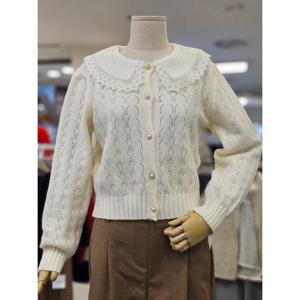 오조크 세이브존01 펀칭 카라 레이스 라운드 긴팔가디건 FLTFCGK537