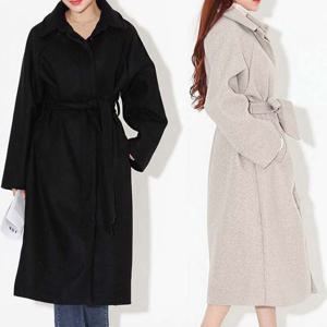 여성용 겨울 외출 데이트 패션 모직 오버핏 롱 코트
