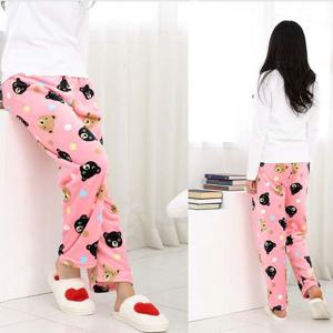 여성용 극세사 수면바지 곰돌이핑크