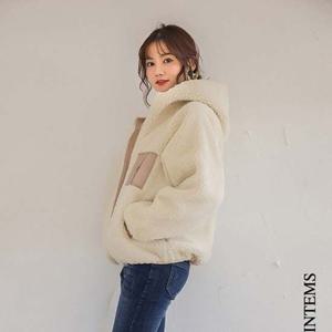 가을 겨울 러블리 페미닌 포켓 포인트 여성 후리스