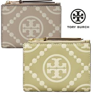 토리버치 154984 여자 지갑 모노그램 바이폴드 가죽 지퍼 지갑