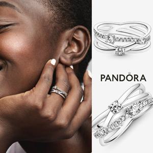 판도라 Pandora 199400C01 여자 남자 스털링 실버 스파클링 트리플 밴드 반지
