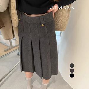 ATMARK 밴딩금장미디플리츠스커트_AA59SK005G