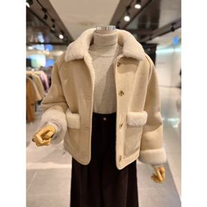 ab.fz 여성 리버시블 무스탕 자켓 양털 배색 숏코트 (ABXZ4HM01K) US