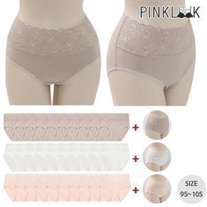 [핑크룩] [10장+1장더] 하이웨스트 복부 코튼팬티10매