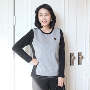 [쉬즈마담]T57429 포근 가죽장식 두줄시보리티 50대 엄마옷