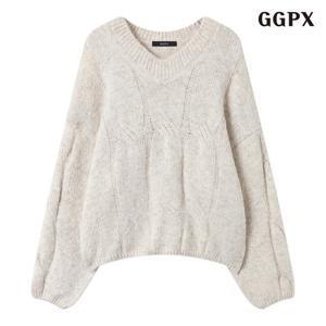[GGPX]앙고라 꼬임 브이넥 긴팔 니트 (GPDKT034D)
