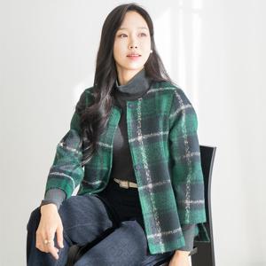 엄마옷 마담4060 울체크라운드코트 여성 데일리 -ZCO2511015-