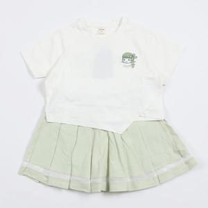 치크 언발 크롭티+플리츠 치마 세트 CKRT2544G