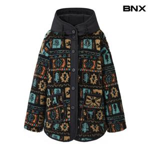 [BNX]보헤미안 부클 배색 후드 기모 자켓 (BX4JK013L0)