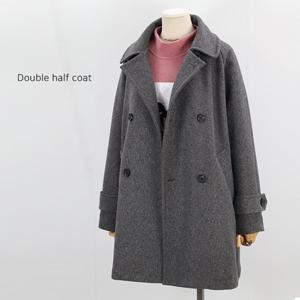 [해피통통] 빅사이즈 더블 코트 여성 정장 하프 자켓 겨울 아우터 여성의류