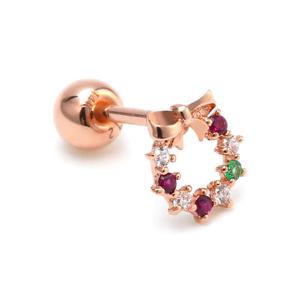 [비앤비골드] 14K 리본 크리스마스리스 피어싱 한쪽 NPE29381