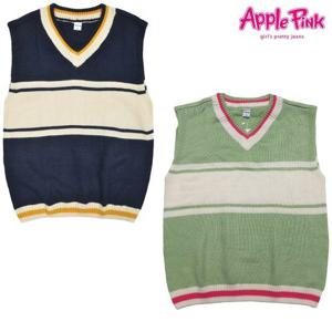 [애플핑크]배색 니트 베스트 (APK7Q101GS)