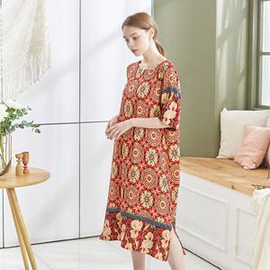 라페어 에스닉 라운드 딥레드 원피스 (LWOFD153-RE)