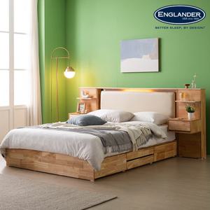 잉글랜더 휴이 원목 호텔형 LED 수납 침대(매트제외-Q)
