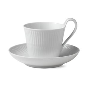 로얄코펜하겐 화이트 플루티드 하이핸들 컵&소서 250ml