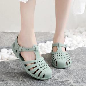여성 민트색 젤리샌들 비오는날 장마철 발편한 샌들